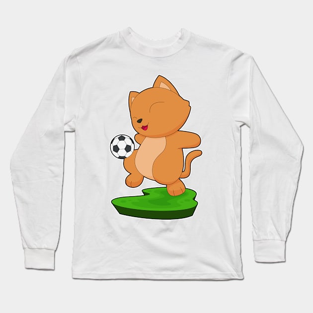 Cat Soccer player Soccer Long Sleeve T-Shirt by Markus Schnabel